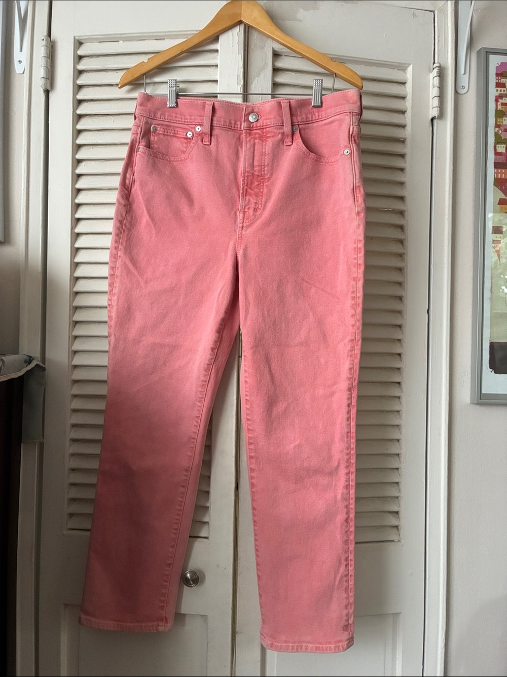 Madewell Women’s Pink High-Rise Straight Jeans